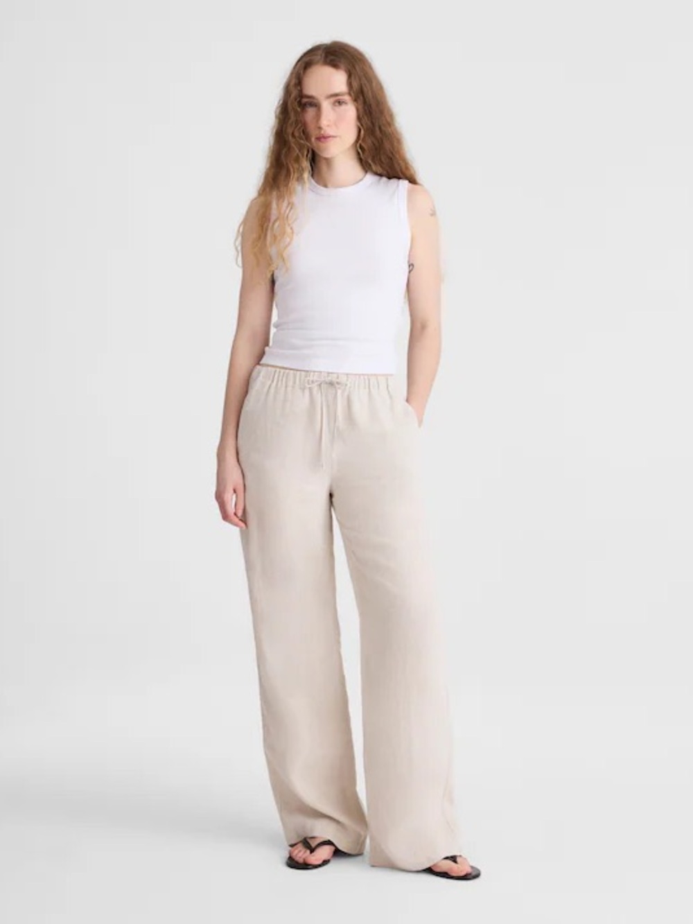 NWT Madewell Short Pull-On Pants in 100% Linen w/ flaw